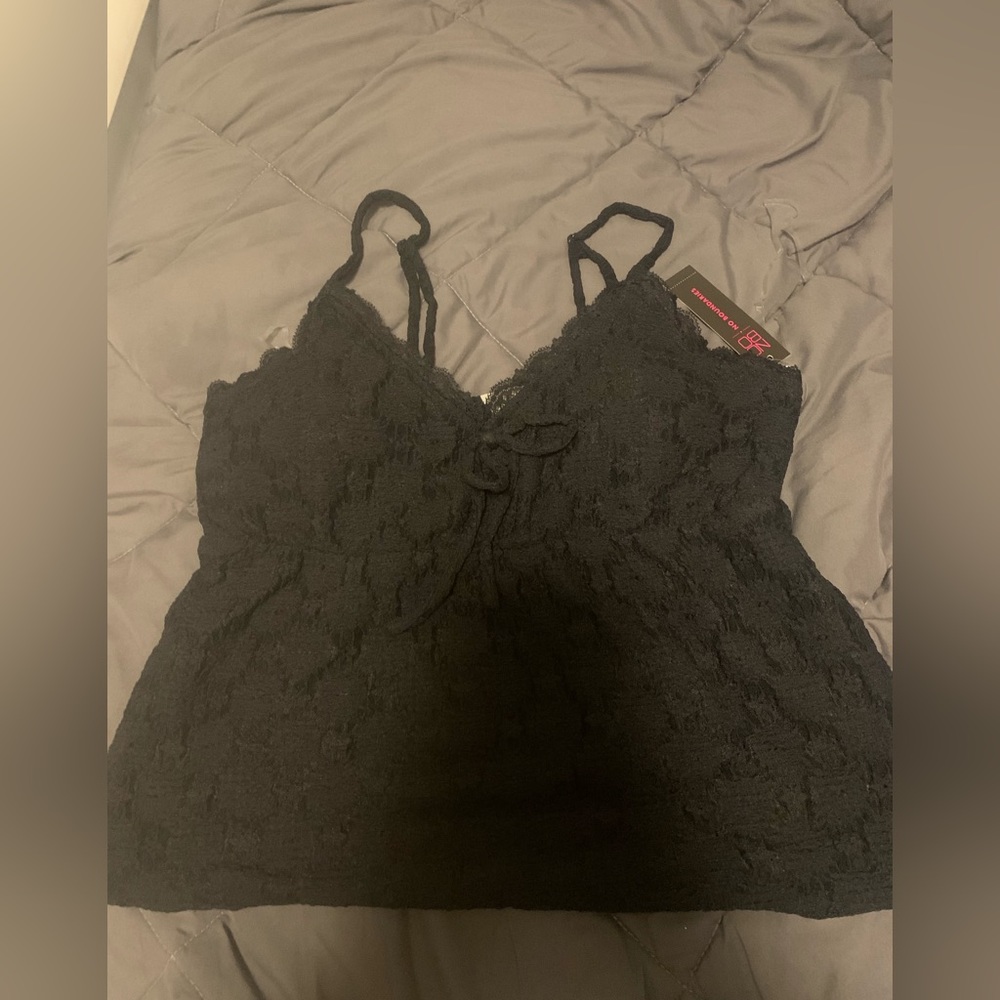 Spaghetti strap black lace top